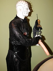Hot blonde has a little fun shooting a Halloween video